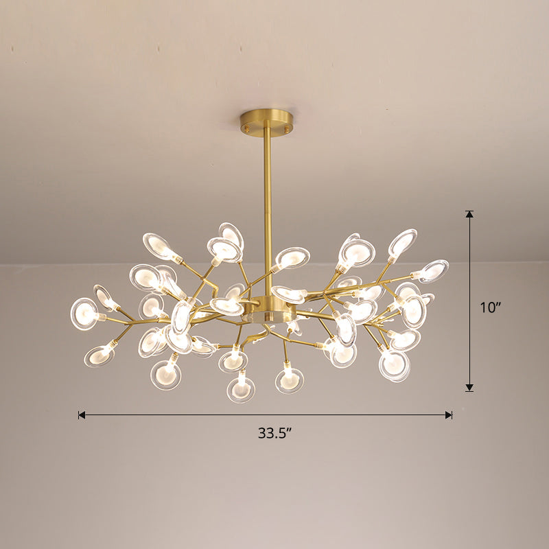 Glowworm Shaped Chandelier Lamp Postmodern Acrylic Hanging Light for Dining Room 45 Brass Clearhalo 'Ceiling Lights' 'Chandeliers' 'Modern Chandeliers' 'Modern' Lighting' 2389088