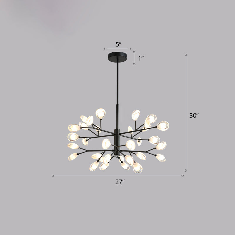 Black Tree Branches Ceiling Hang Lamp Contemporary Metal Chandelier for Living Room 32 Black Clearhalo 'Ceiling Lights' 'Chandeliers' 'Modern Chandeliers' 'Modern' Lighting' 2389093