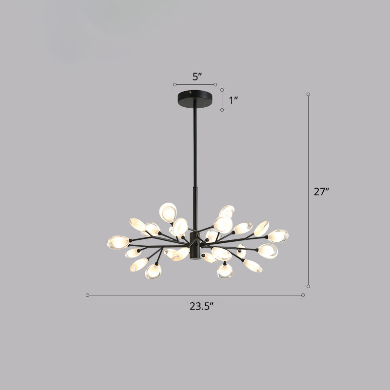 Black Tree Branches Ceiling Hang Lamp Contemporary Metal Chandelier for Living Room 24 Black Clearhalo 'Ceiling Lights' 'Chandeliers' 'Modern Chandeliers' 'Modern' Lighting' 2389094