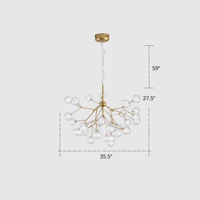 Double Glass Bubbles Chandelier Postmodern Style Firefly Pendant Lamp for Restaurant 45 Gold Clearhalo 'Ceiling Lights' 'Chandeliers' 'Modern Chandeliers' 'Modern' Lighting' 2389106