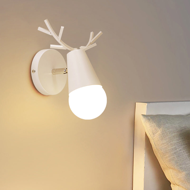 Antler Bedside Reading Wall Lamp Metal 1 Bulb Minimalist Sconce Fixture with Pivot Joint Clearhalo 'Wall Lamps & Sconces' 'Wall Lights' Lighting' 2389263