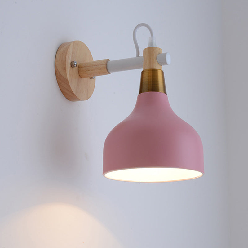 Pear-Like Rotatable Reading Wall Light Nordic Metal 1 Head Bedroom Wall Mounted Lamp Pink Clearhalo 'Wall Lamps & Sconces' 'Wall Lights' Lighting' 2389274