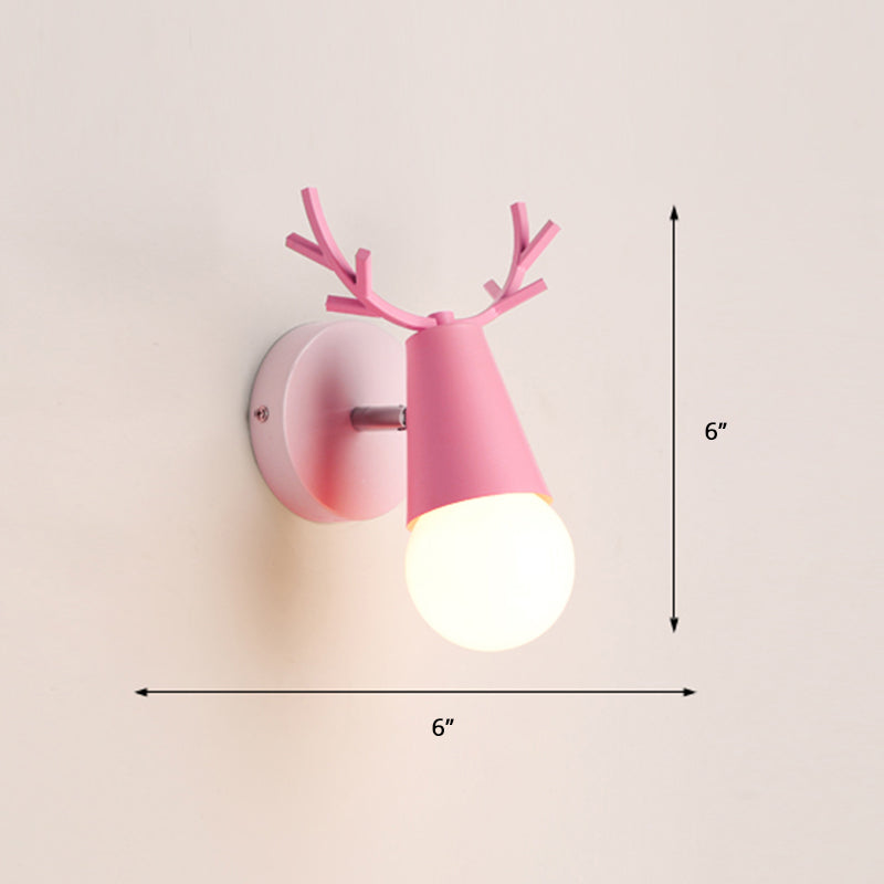 Deer Vanity Light Fixture Nordic Style Metal Bedroom Adjustable Wall Mount Light 1.0 Pink Clearhalo 'Vanity Lights' 'Wall Lights' Lighting' 2389319