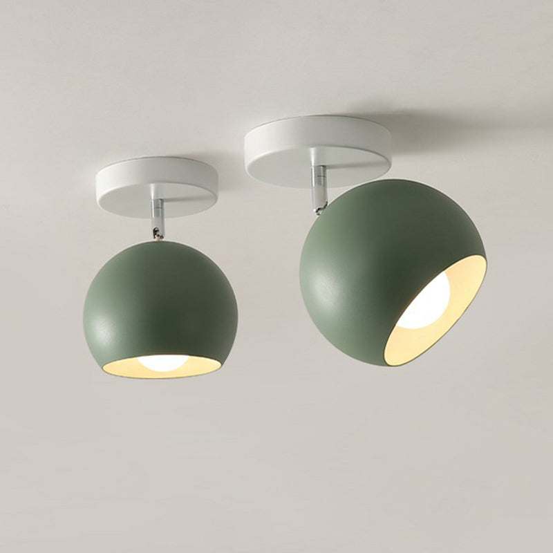 Swivelable Dome Metal Flush Light Nordic 1 Bulb Green Semi Flush Ceiling Light for Corridor Clearhalo 'Ceiling Lights' 'Close To Ceiling Lights' 'Close to ceiling' 'Semi-flushmount' Lighting' 2389426