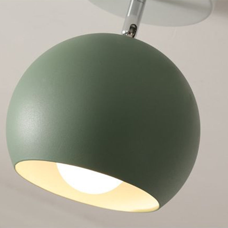 Swivelable Dome Metal Flush Light Nordic 1 Bulb Green Semi Flush Ceiling Light for Corridor Clearhalo 'Ceiling Lights' 'Close To Ceiling Lights' 'Close to ceiling' 'Semi-flushmount' Lighting' 2389427