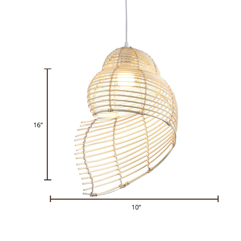 Bamboo Spiral Shell Pendant Light Fixture Asia Single Hanging Light for Restaurant Clearhalo 'Ceiling Lights' 'Pendant Lights' 'Pendants' Lighting' 2389532