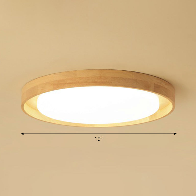 Ultrathin Round Bedroom Flushmount Light Wooden Nordic LED Ceiling Mount Light Fixture Wood 19