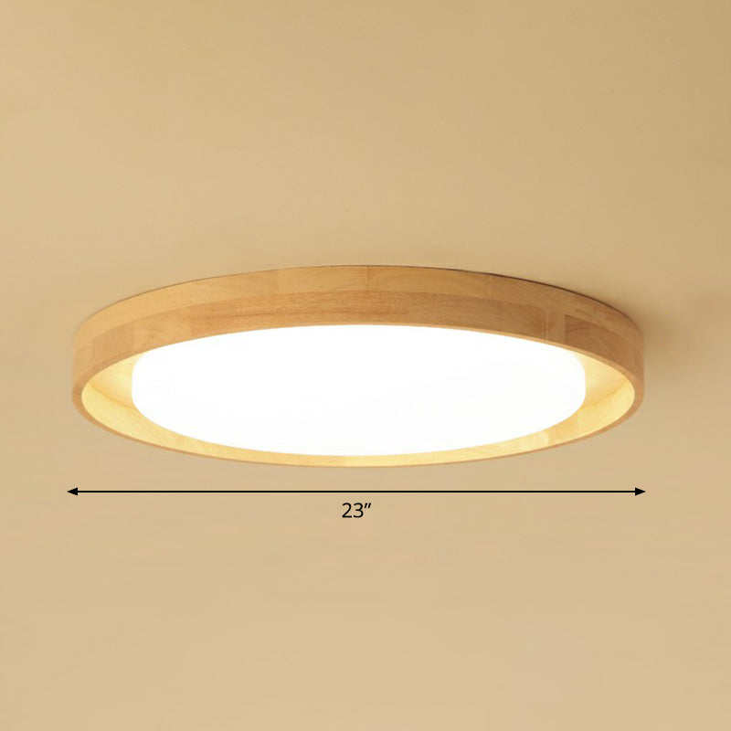 Ultrathin Round Bedroom Flushmount Light Wooden Nordic LED Ceiling Mount Light Fixture Wood 23