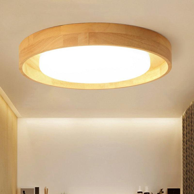 Ultrathin Round Bedroom Flushmount Light Wooden Nordic LED Ceiling Mount Light Fixture Clearhalo 'Ceiling Lights' 'Close To Ceiling Lights' 'Close to ceiling' 'Flush mount' Lighting' 2389800