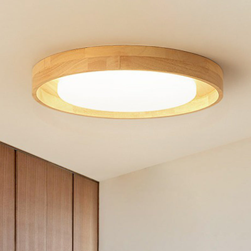 Ultrathin Round Bedroom Flushmount Light Wooden Nordic LED Ceiling Mount Light Fixture Clearhalo 'Ceiling Lights' 'Close To Ceiling Lights' 'Close to ceiling' 'Flush mount' Lighting' 2389801