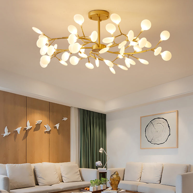 Postmodern Leaf Hanging Light Metal Living Room LED Chandelier Pendant Light in Brass Clearhalo 'Ceiling Lights' 'Chandeliers' 'Clear' 'Industrial' 'Modern Chandeliers' 'Modern' 'Tiffany' 'Traditional Chandeliers' Lighting' 2389939