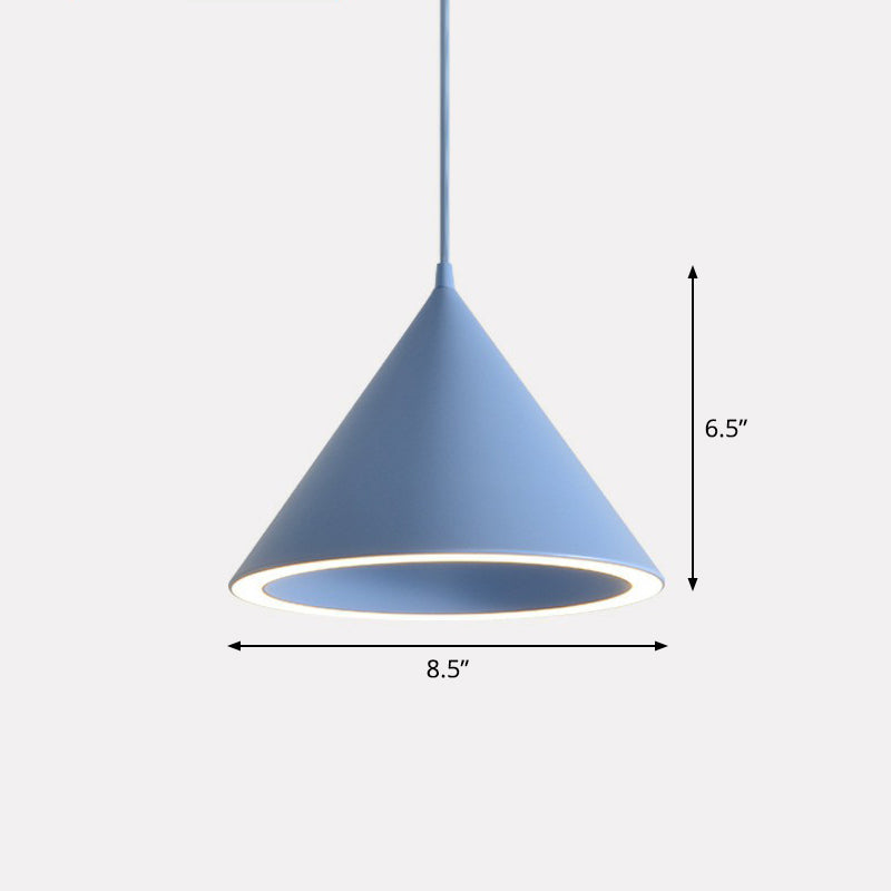 Aluminum Conic Pendant Light Nordic Style LED Hanging Ceiling Light for Dining Room Clearhalo 'Ceiling Lights' 'Pendant Lights' 'Pendants' Lighting' options 2390112