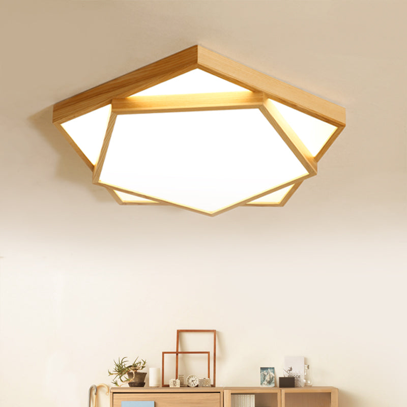 Wood 2-Tiered Flush Light Fixture Nordic LED Acrylic Ceiling Mounted Lamp for Bedroom Wood 21.5