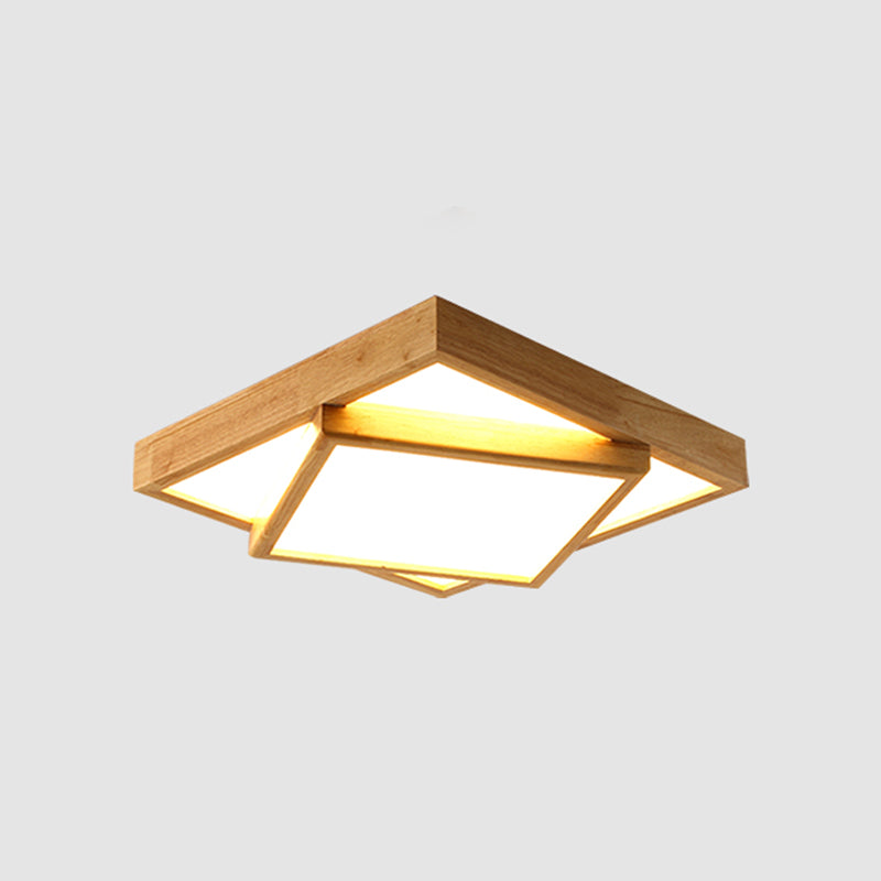 Wood 2-Tiered Flush Light Fixture Nordic LED Acrylic Ceiling Mounted Lamp for Bedroom Wood 19