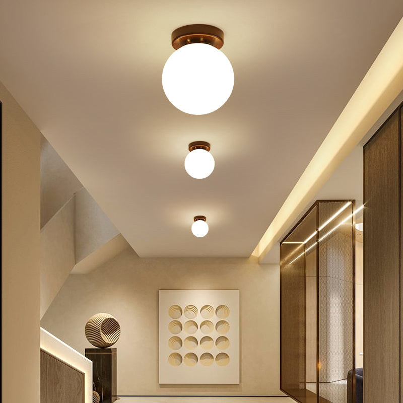 Modern Geometric Shaped Flush Mount Fixture Wooden 1-Light Aisle Flush Ceiling Light in Brown Clearhalo 'Ceiling Lights' 'Close To Ceiling Lights' 'Close to ceiling' 'Flush mount' Lighting' 2390360