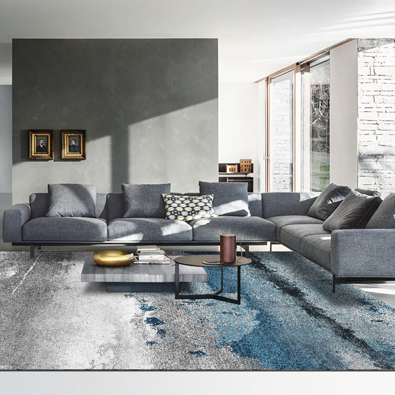 Relaxing Living Room Rug Multi-Color Abstract Printed Indoor Rug Polyster Non-Slip Backing Pet Friendly Area Carpet Gray-Blue Clearhalo 'Area Rug' 'Rug' 2392132