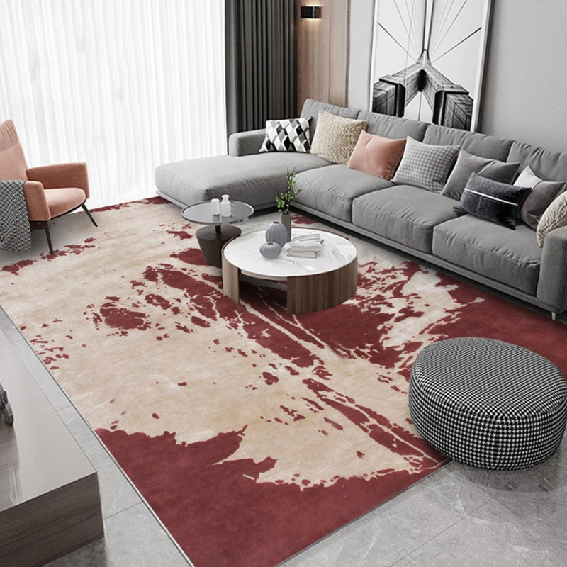 Nordic Abstract Printed Rug Multi-Color Polyster Area Carpet Non-Slip Backing Stain-Resistant Indoor Rug for Parlor Red Clearhalo 'Area Rug' 'Rug' 2392209