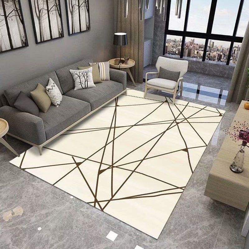 Nordic Living Room Rug Multi Colored Geometric Print Indoor Rug Synthetics Anti-Slip Backing Pet Friendly Carpet Beige Clearhalo 'Area Rug' 'Rug' 2392320