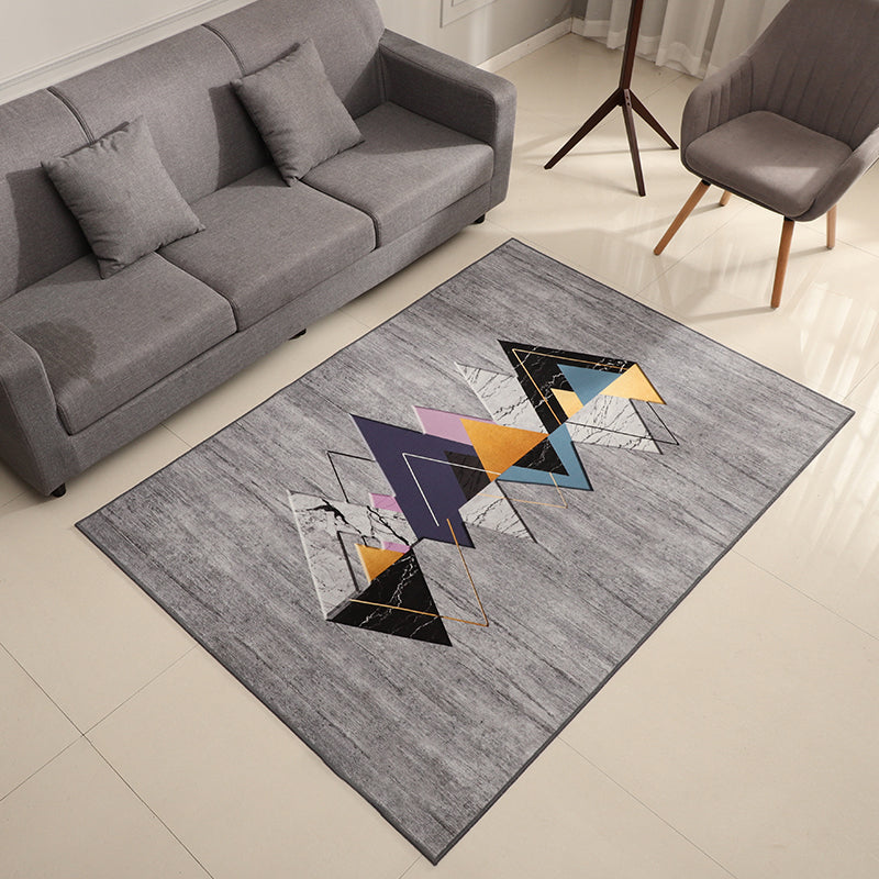 Novelty Living Room Rug Multi Colored Geometric Print Area Carpet Polyster Non-Slip Backing Easy Care Indoor Rug Grey Clearhalo 'Area Rug' 'Rug' 2392337