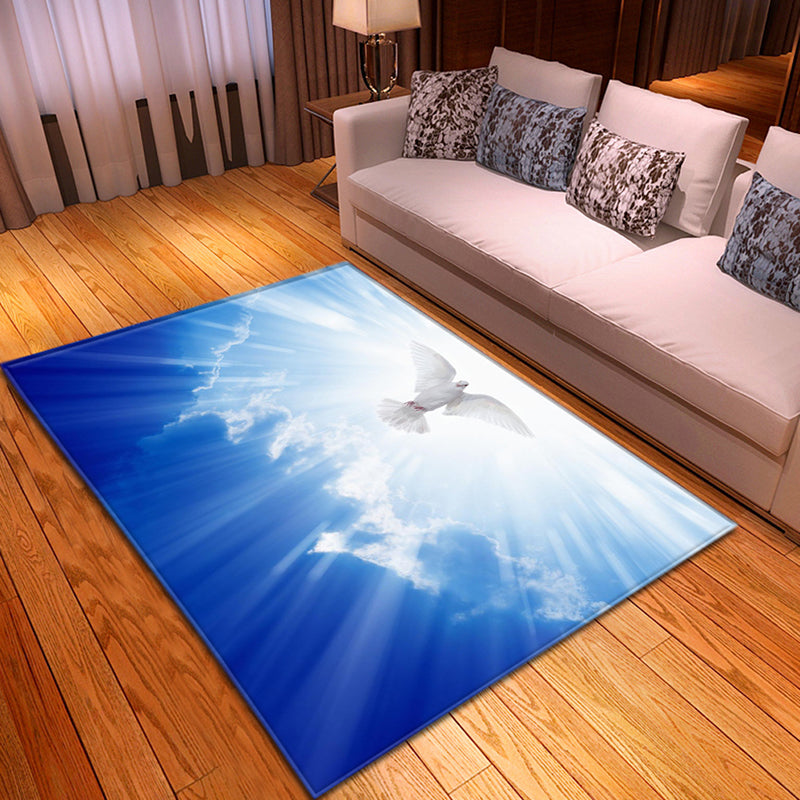 Simple Living Room Rug Multi Colored Printed Area Carpet Synthetics Non-Slip Backing Stain-Resistant Area Rug Sky Blue-White Clearhalo 'Area Rug' 'Rug' 2392352