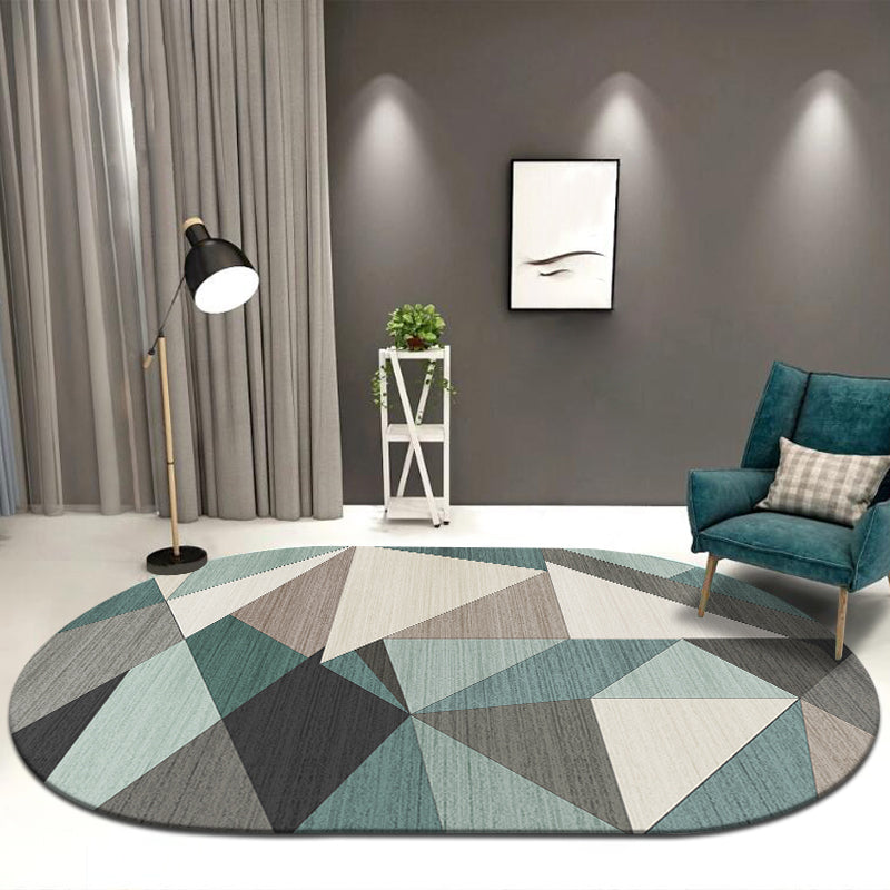 Designer Geo Printed Rug Multi Colored Synthetics Area Carpet Non-Slip Backing Pet Friendly Indoor Rug for Decor Green Clearhalo 'Area Rug' 'Rug' 2392409