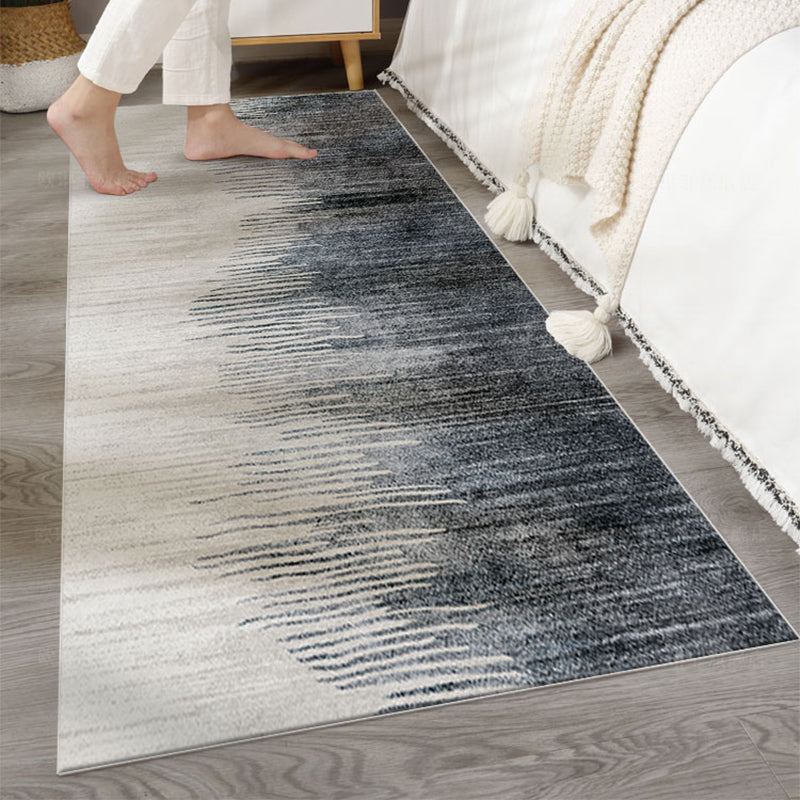 Minimalist Bedroom Rug Dark Gray-White Abstract Printed Indoor Rug Polyster Anti-Slip Backing Easy Care Carpet Clearhalo 'Area Rug' 'Rug' 2392588