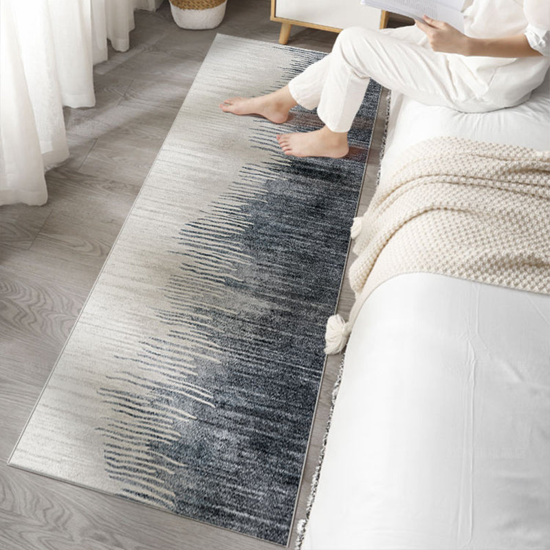 Minimalist Bedroom Rug Dark Gray-White Abstract Printed Indoor Rug Polyster Anti-Slip Backing Easy Care Carpet Clearhalo 'Area Rug' 'Rug' 2392589