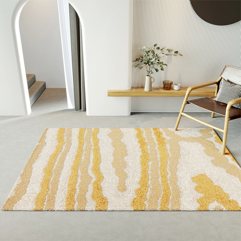 Yellow Modern Rug Lamb Wool Hand Printed Area Rug Anti-Slip Backing Stain-Resistant Easy Care Indoor Rug for Decoration Yellow Clearhalo 'Area Rug' 'Rug' 2392753