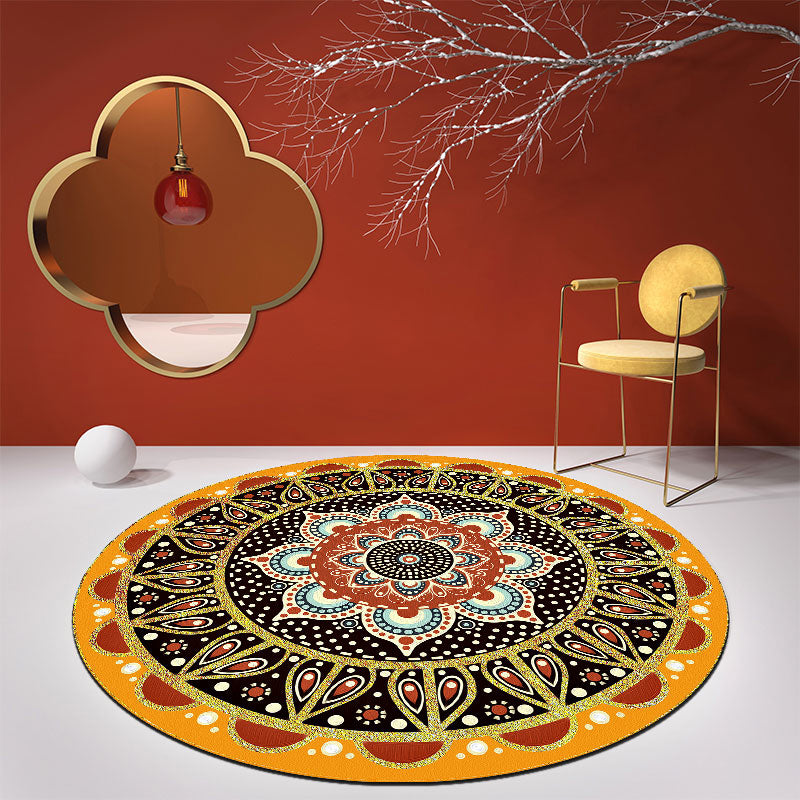 Oriental Flower Printed Rug Multicolor Polypropylene Area Carpet Non-Slip Backing Stain-Resistant Indoor Rug for Decoration Ginger Clearhalo 'Area Rug' 'Rug' 2393065