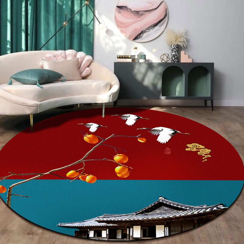 Oriental Flower Printed Rug Multicolor Polypropylene Area Carpet Non-Slip Backing Stain-Resistant Indoor Rug for Decoration Red-Blue Clearhalo 'Area Rug' 'Rug' 2393072