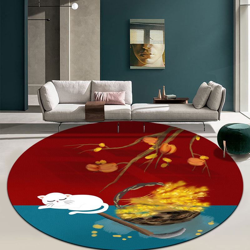 Oriental Flower Printed Rug Multicolor Polypropylene Area Carpet Non-Slip Backing Stain-Resistant Indoor Rug for Decoration Red Clearhalo 'Area Rug' 'Rug' 2393076