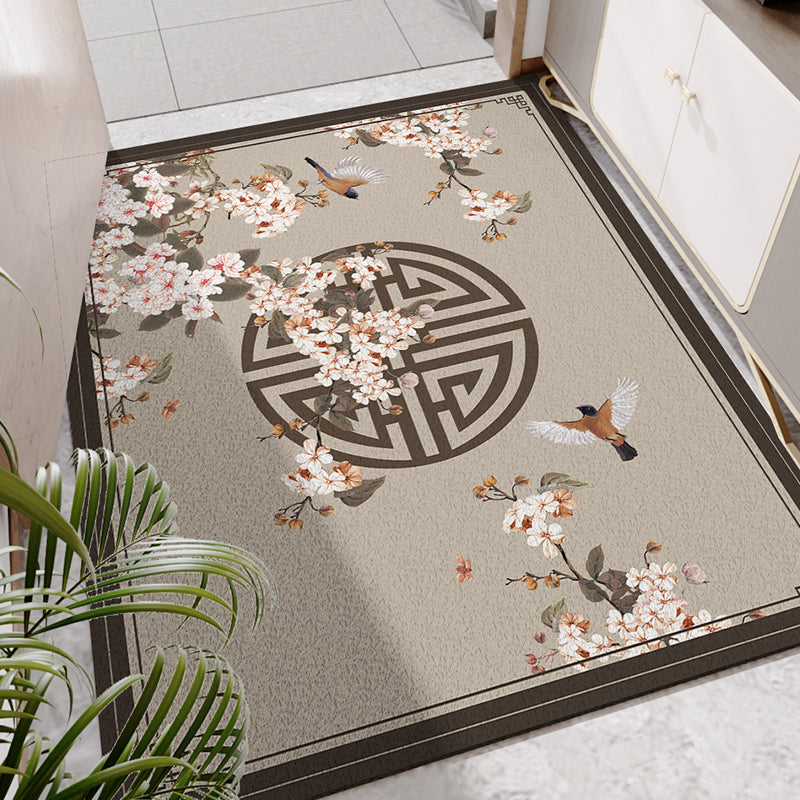 Chinese Flower Print Rug Multi Colored PVC Door Mat Anti-Slip Backing Stain-Resistant Door Mat for Room Clearhalo 'Area Rug' 'Rug' 2393104