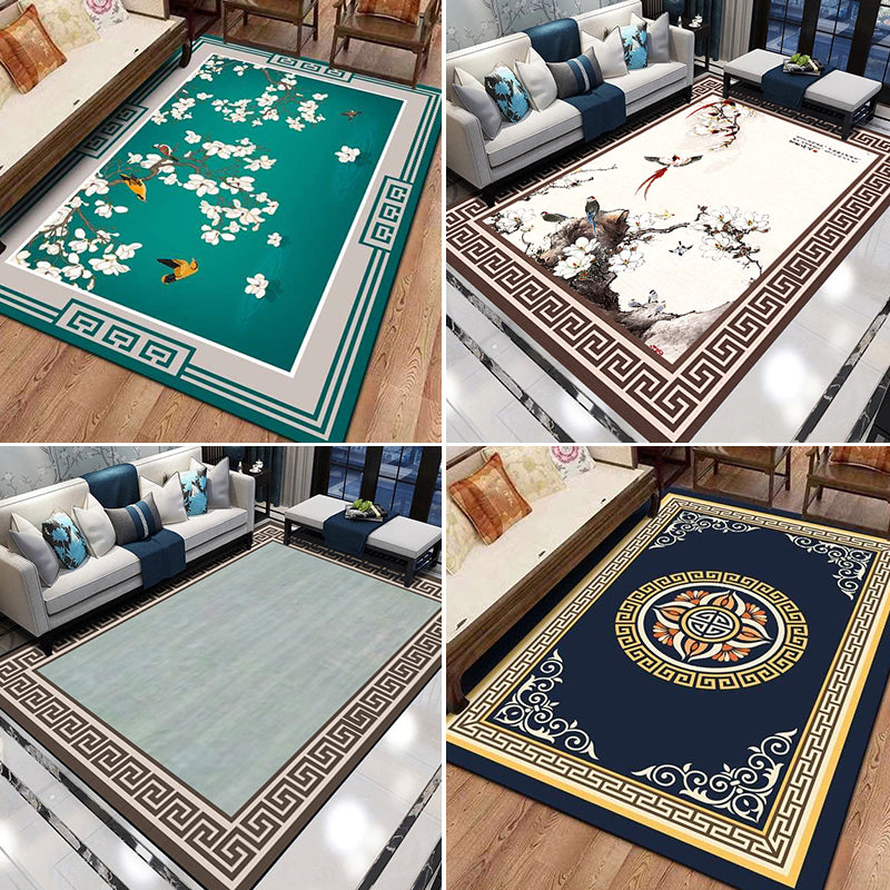 Formal Living Room Rug Multi-Color Floral Printed Carpet Polyster Anti-Slip Backing Machine Washable Rug Clearhalo 'Area Rug' 'Rug' 2393138