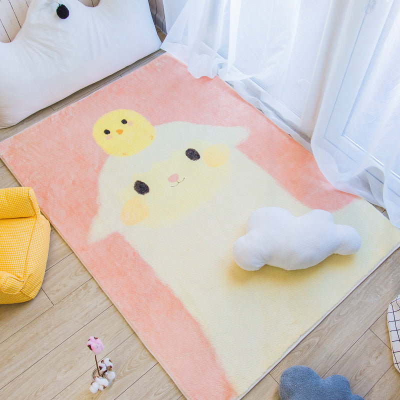 Nordic Cartoon Printed Rug Multicolored Polyster Area Carpet Non-Slip Backing Pet Friendly Rug for Kids Pink-Yellow Clearhalo 'Area Rug' 'Rug' 2393197