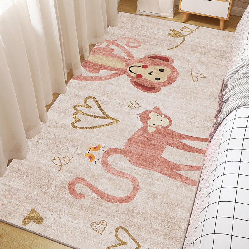 Multi-Color Cartoon Print Rug Polypropylene Simple Indoor Rug Anti-Slip Backing Stain-Resistant Carpet for Bedroom Nude Pink Clearhalo 'Area Rug' 'Rug' 2393220