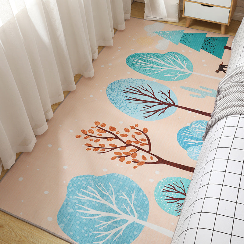 Multi-Color Cartoon Print Rug Polypropylene Simple Indoor Rug Anti-Slip Backing Stain-Resistant Carpet for Bedroom Blue Clearhalo 'Area Rug' 'Rug' 2393222