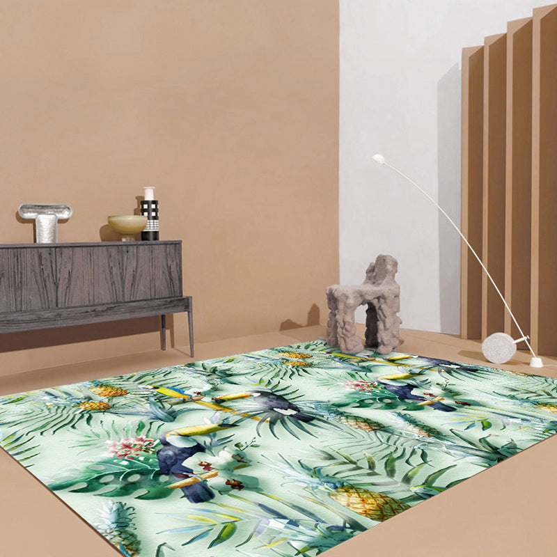 Contemporary Decoration Rug Multicolored Plant Printed Indoor Rug Synthetics Non-Slip Backing Easy Care Carpet Green Clearhalo 'Area Rug' 'Modern' 'Rugs' Rug' 2393235