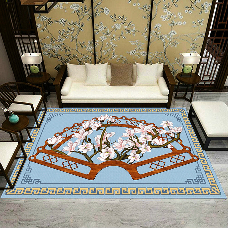 Asia Living Room Rug Multi-Color Floral Pattern Area Carpet Synthetics Easy Care Pet Friendly Indoor Rug Blue Clearhalo 'Area Rug' 'Rug' 2393347