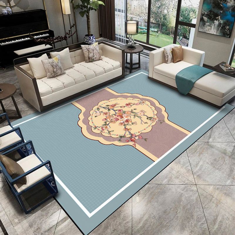 Relaxing Living Room Rug Multi-Color Flower Pattern Area Rug Synthetics Non-Slip Pet Friendly Easy Care Carpet Clearhalo 'Area Rug' 'Rug' 2393357