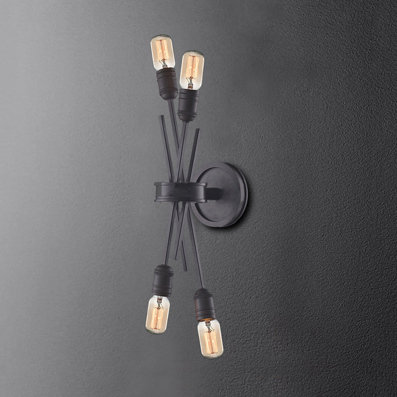 Traditional Crossed Wall Mount Lighting Metal 4 Heads Wall Mounted Lamp in Black/Brass for Dining Room Clearhalo 'Wall Lamps & Sconces' 'Wall Lights' Lighting' 239880