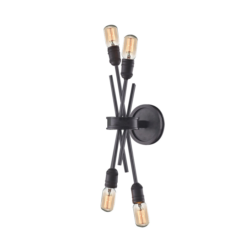 Traditional Crossed Wall Mount Lighting Metal 4 Heads Wall Mounted Lamp in Black/Brass for Dining Room Clearhalo 'Wall Lamps & Sconces' 'Wall Lights' Lighting' 239881