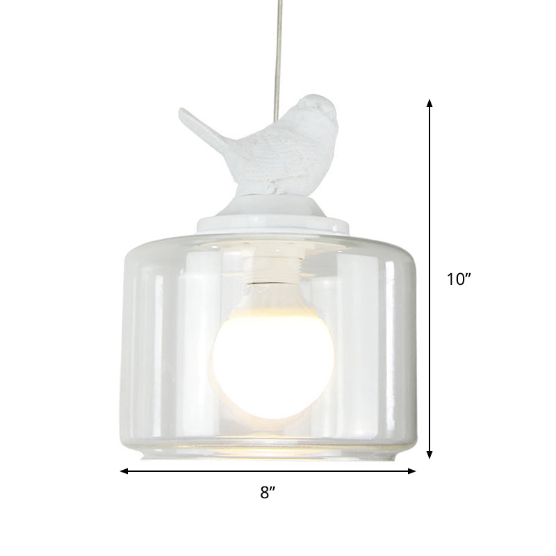 Transparent Glass Hanging Light with Bird One Light Modern Style Pendant Light in White Clearhalo 'Ceiling Lights' 'Chandeliers' 'Glass shade' 'Glass' 'Pendant Lights' 'Pendants' Lighting' 240249