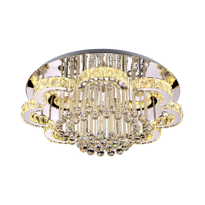 Modern Flower Ceiling Flush Light K9 Crystal Living Room LED Flush Mount Lighting in Chrome Clearhalo 'Ceiling Lights' 'Close To Ceiling Lights' 'Close to ceiling' 'Flush mount' Lighting' 2404998