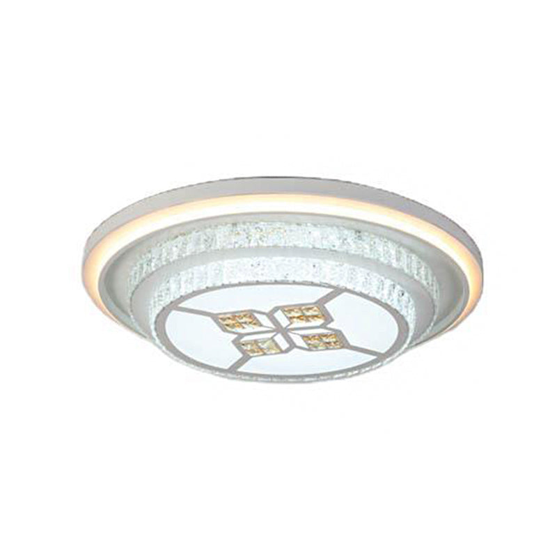 Crystal Tiered Flush Mount Led Light Simplicity White Ceiling Light Fixture for Living Room Clearhalo 'Ceiling Lights' 'Close To Ceiling Lights' 'Close to ceiling' 'Flush mount' Lighting' 2405017