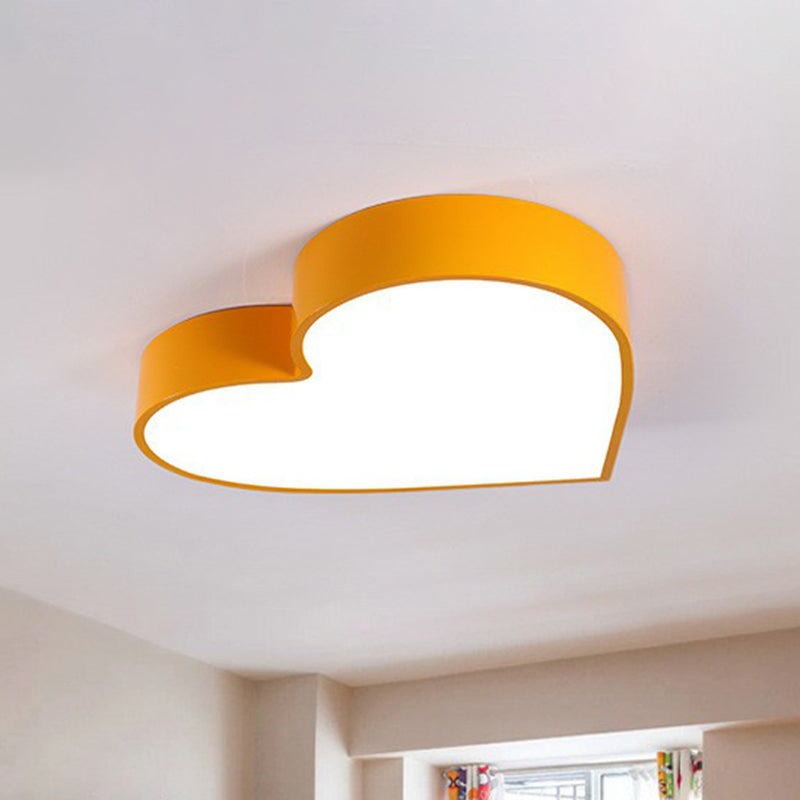 Loving Heart Flush Ceiling Light Romantic Cartoon Acrylic Bedroom LED Flush Mount Yellow Clearhalo 'Ceiling Lights' 'Close To Ceiling Lights' 'Close to ceiling' 'Flush mount' Lighting' 2405045