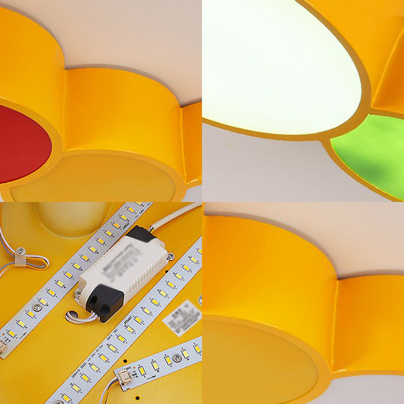 Cartoon Caterpillar LED Ceiling Lighting Metal Kindergarten Flush Mount Fixture in Yellow Clearhalo 'Ceiling Lights' 'Close To Ceiling Lights' 'Close to ceiling' 'Flush mount' Lighting' 2405058