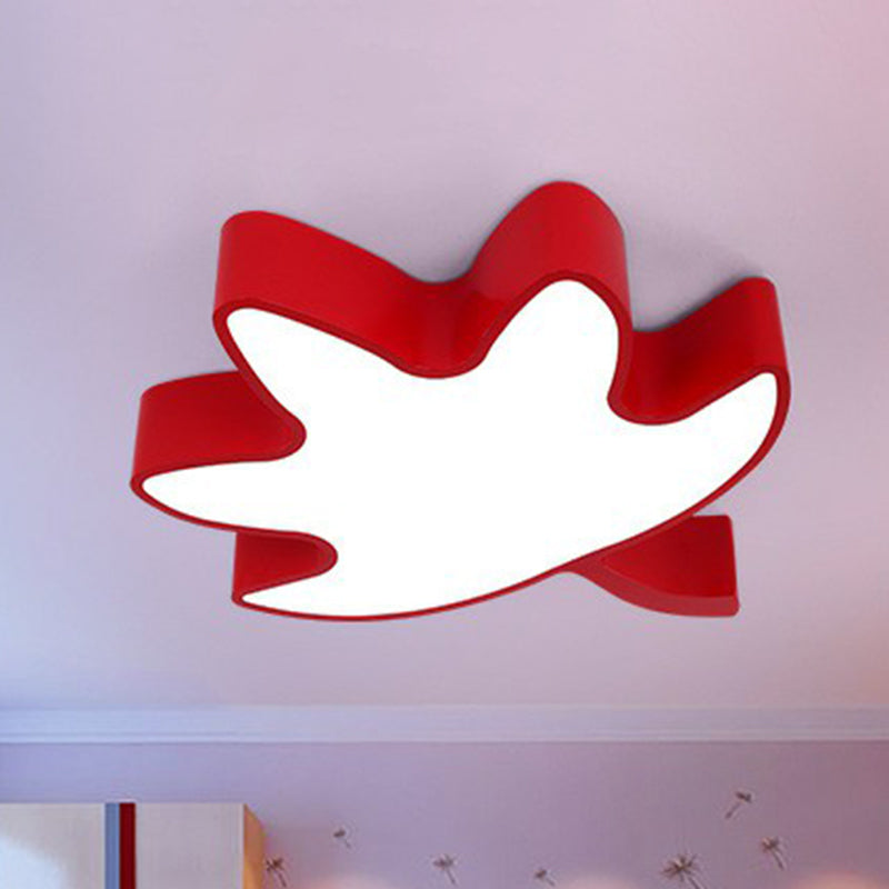 Maple Leaf Shaped Kindergarten Ceiling Lamp Acrylic Cartoon Flush Mount LED Light Red Clearhalo 'Ceiling Lights' 'Close To Ceiling Lights' 'Close to ceiling' 'Flush mount' Lighting' 2405131