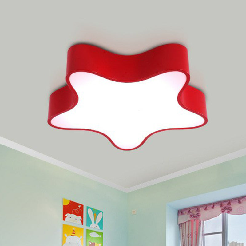 Pentacle Ceiling Mounted Light Cartoon Metal Bedroom LED Flush Mount Lighting Fixture Red Clearhalo 'Ceiling Lights' 'Close To Ceiling Lights' 'Close to ceiling' 'Flush mount' Lighting' 2405144