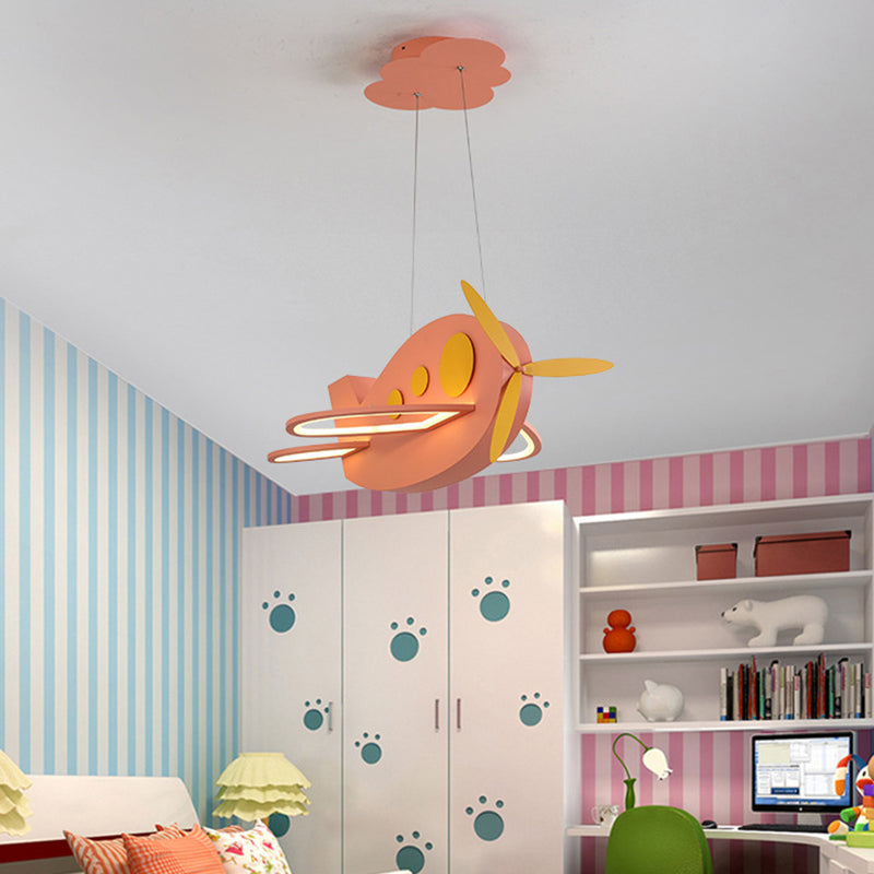 Airplane Shaped Baby Room Chandelier Metallic LED Cartoon Ceiling Suspension Lamp Clearhalo 'Ceiling Lights' 'Chandeliers' Lighting' options 2405261