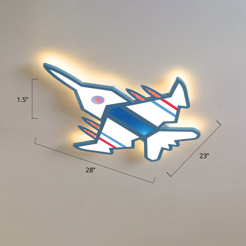 Airplane Flush Mount LED Light Childrens Acrylic Bedroom Ultrathin Ceiling Flush Light Blue 23.5